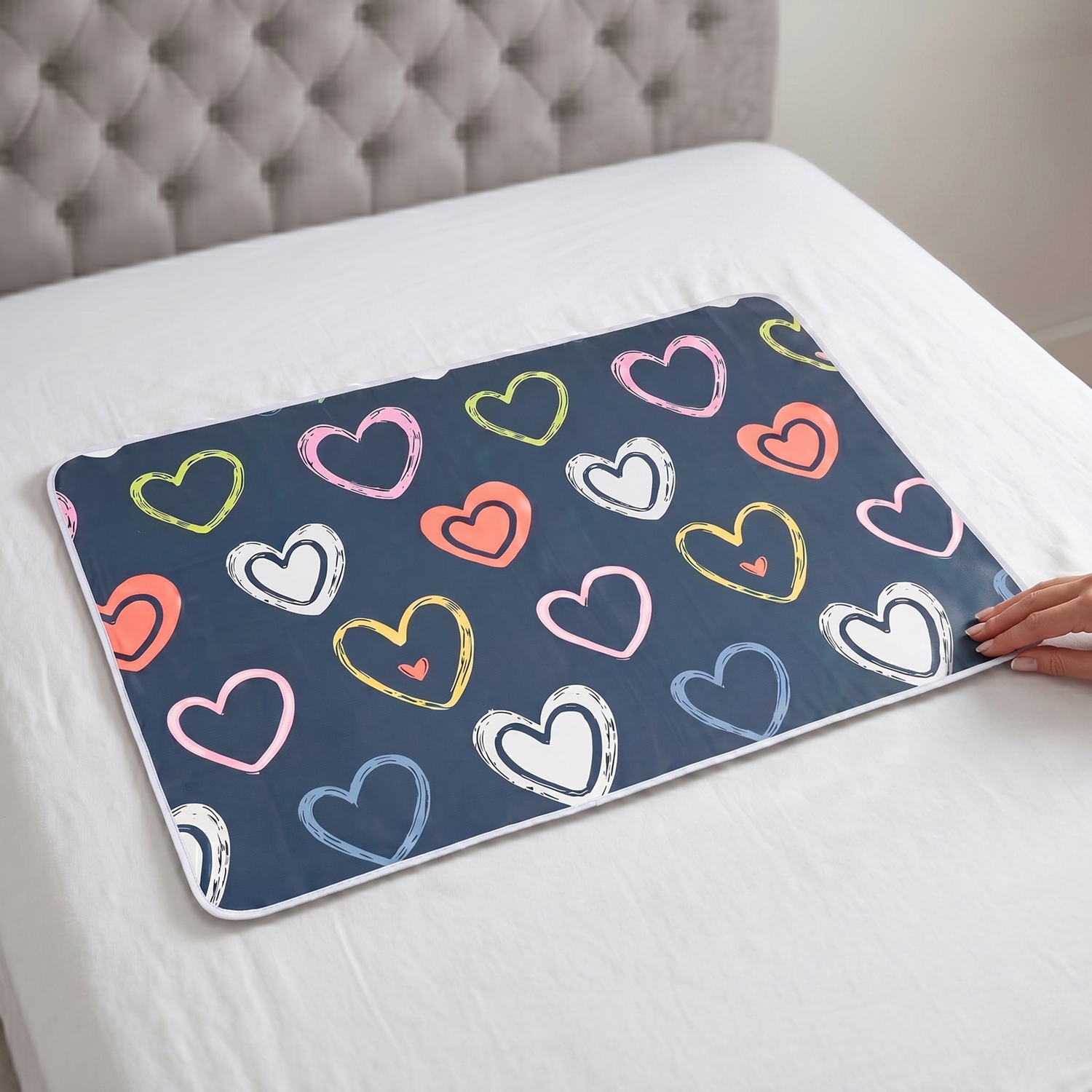 Baby Changing Pad - Pastel Hearts
